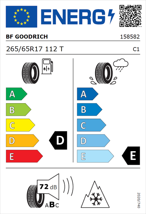 Tyre Label for BF Goodrich Trail-Terrain T/A 265/65R17 112T