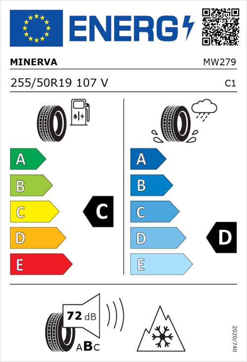 Tyre Label for Minerva S220 255/50R19 107V